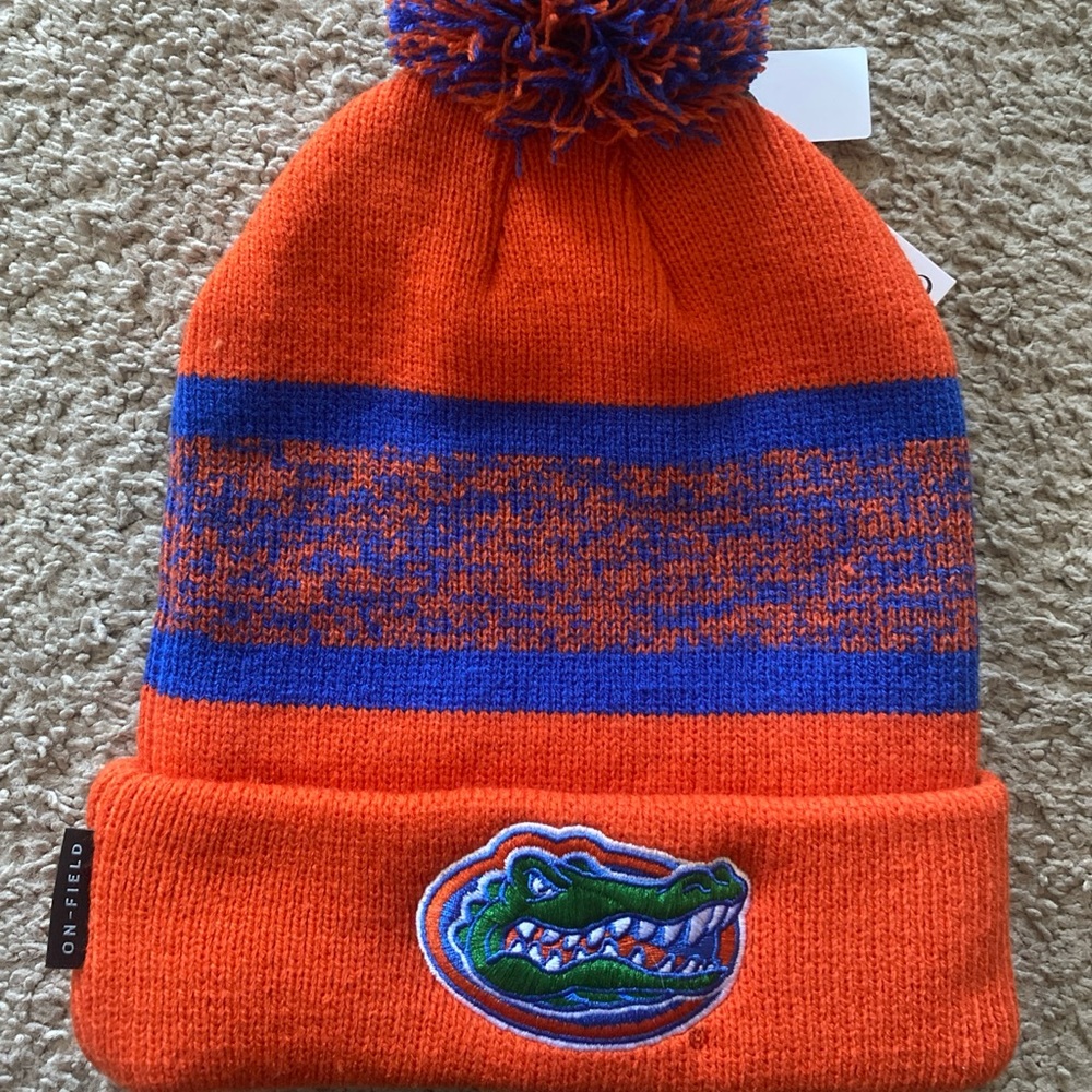Florida Gators UF Nike Jordan On Field Sideline Pom Beanie Hat Orange Blue NEW